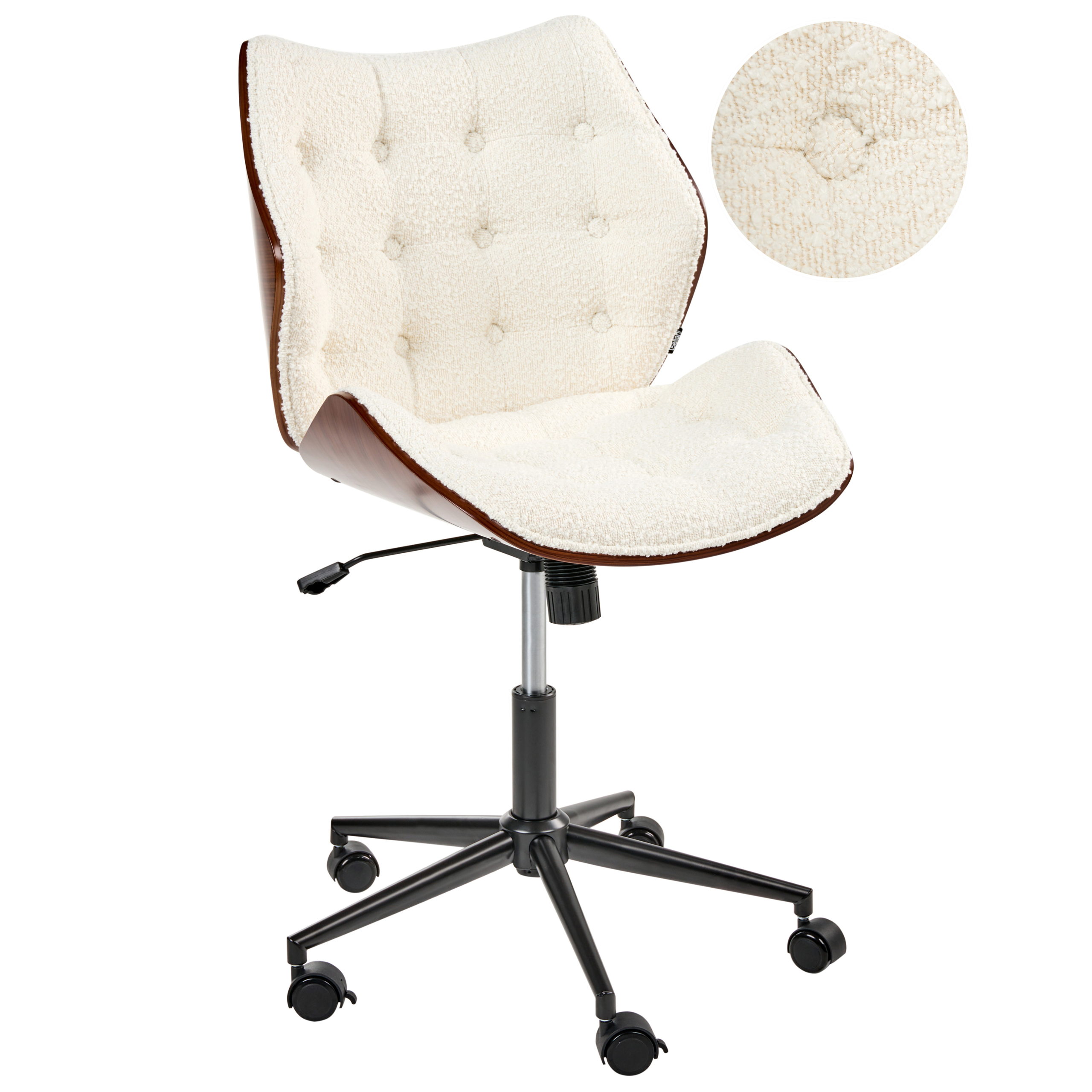 Skrivbordsstol LOMPOC Bouclé Off-White
