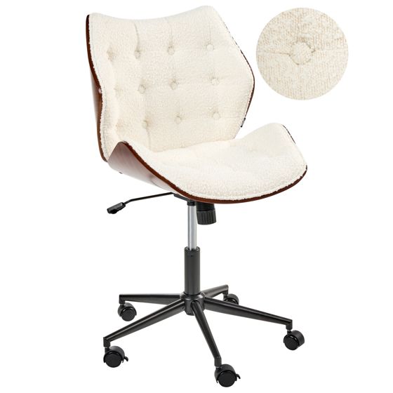 Skrivbordsstol LOMPOC Bouclé Off-White