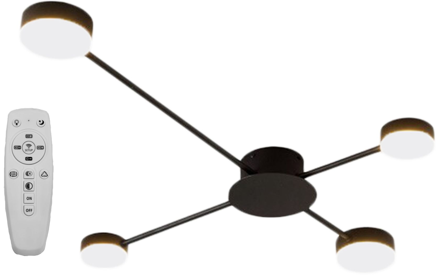 TOOLIGHT taklampa APP519-4C LED Svart 110x66,5x10cm