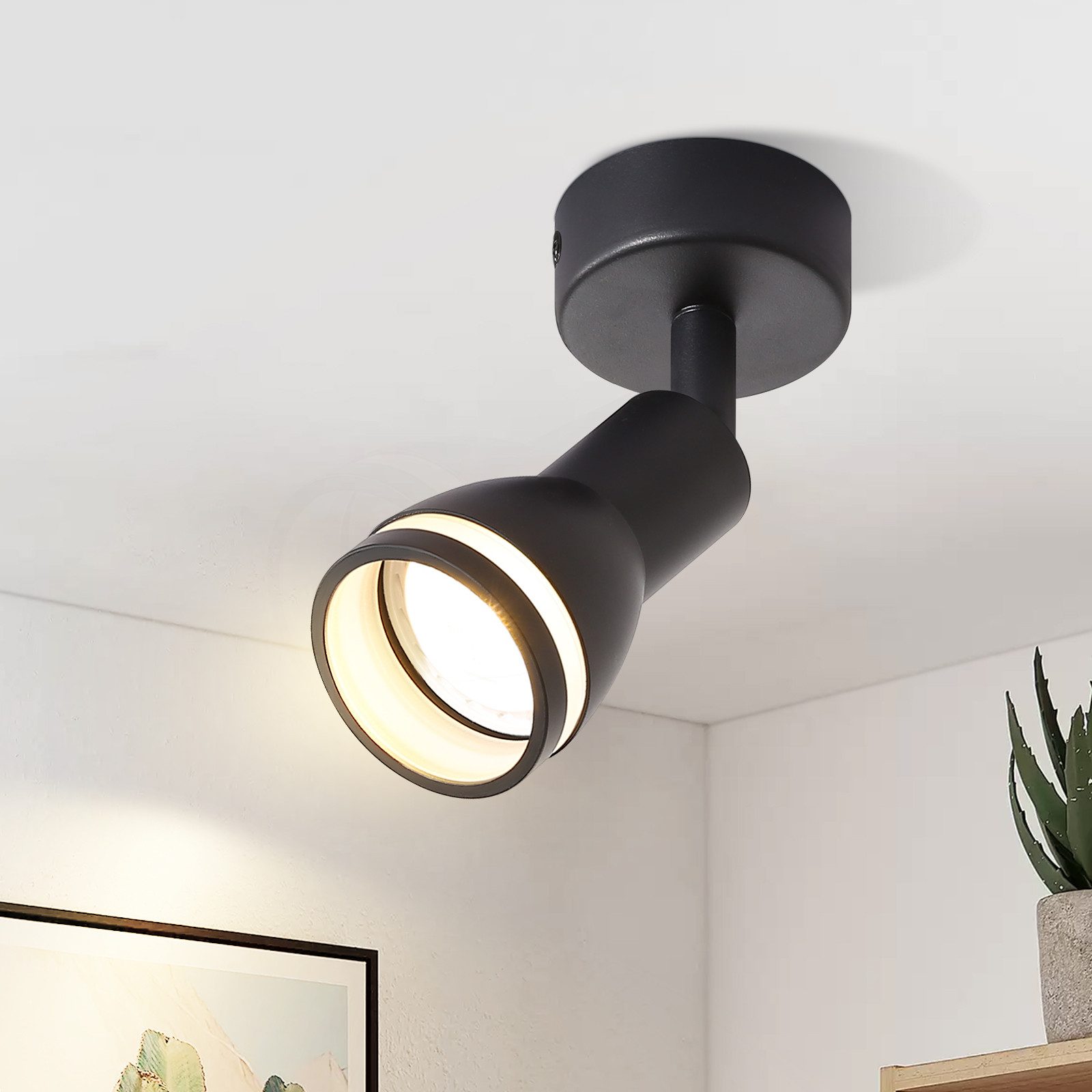 NETTLIFE LED-takspotlight med 1 lampa, svart, justerbar taklampa för vardagsrum, GU10-spotlight, modern lampa