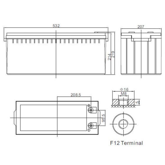 BrightSolar underhällsfritt AGM-batteri DC12-160Ah