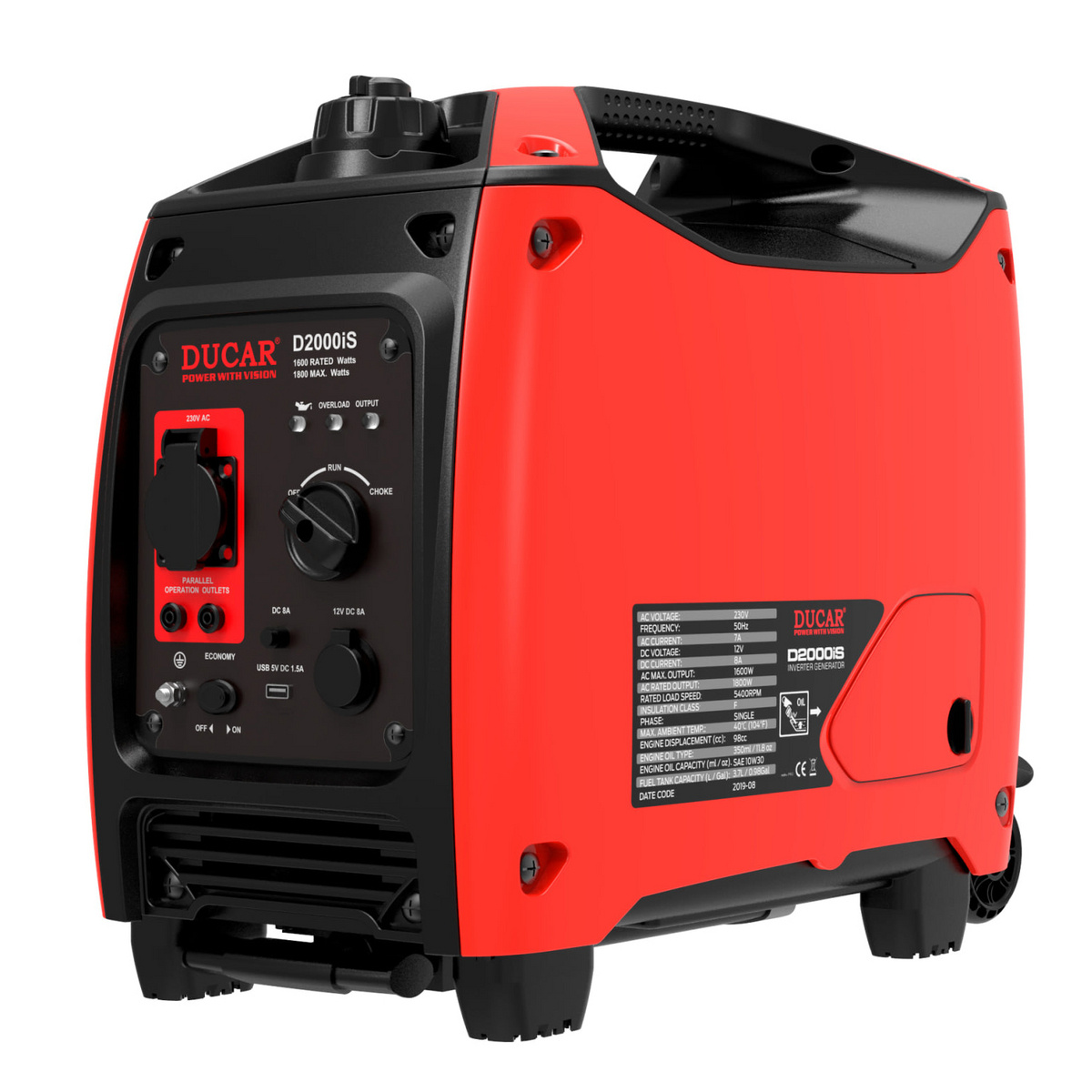 Ducar aggregat med däck och draghandtag D2000iS