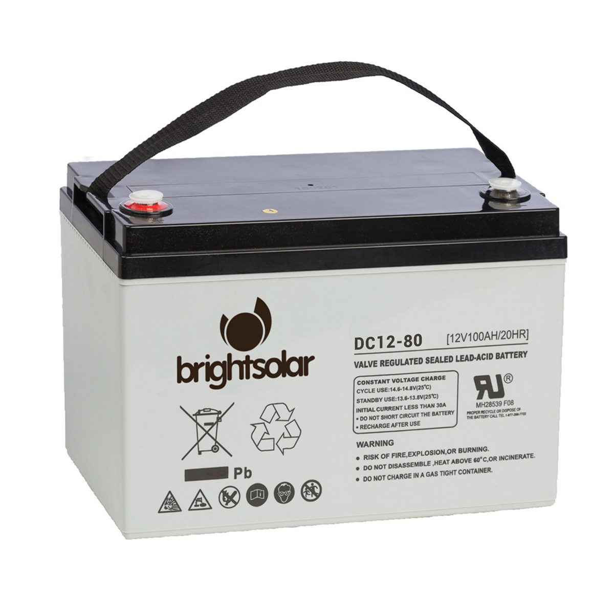 BrightSolar underhällsfritt AGM husvagnsbatteri DC12-80Ah