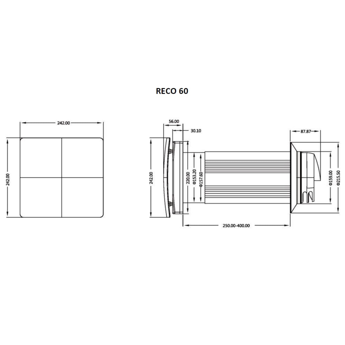 Cooltron ventilationsaggregat med värmeätervinning Reco 60 EVO2