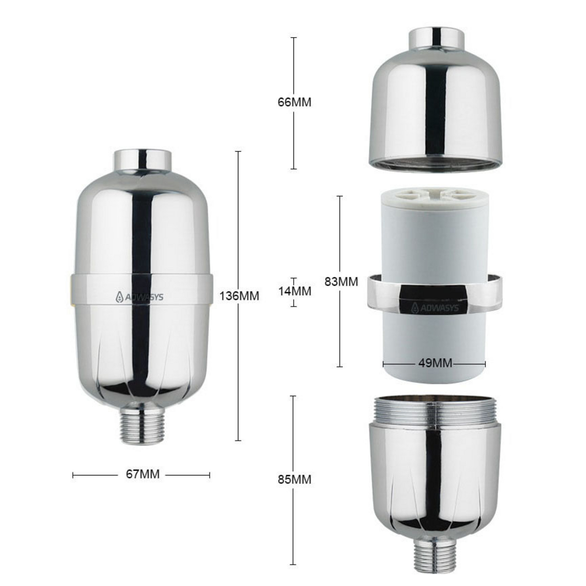 Adwasys ersättningsfilter för Vitalfresh-01 duschfilter