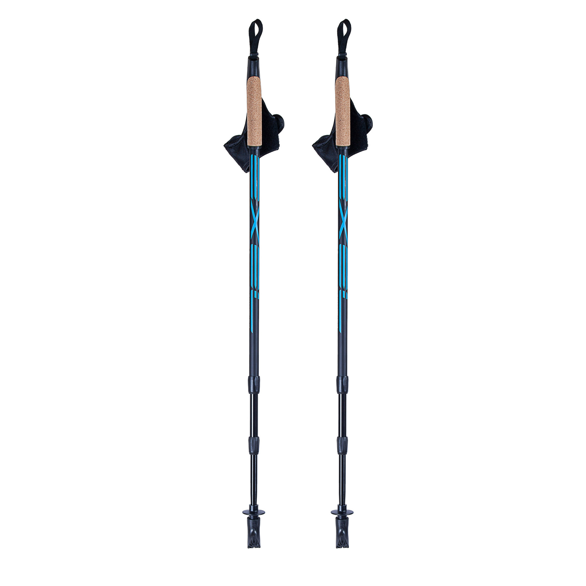 Exel Nordic Walker Alu Justerbara stavar för stavgång Svart/Cyan 100–135 cm