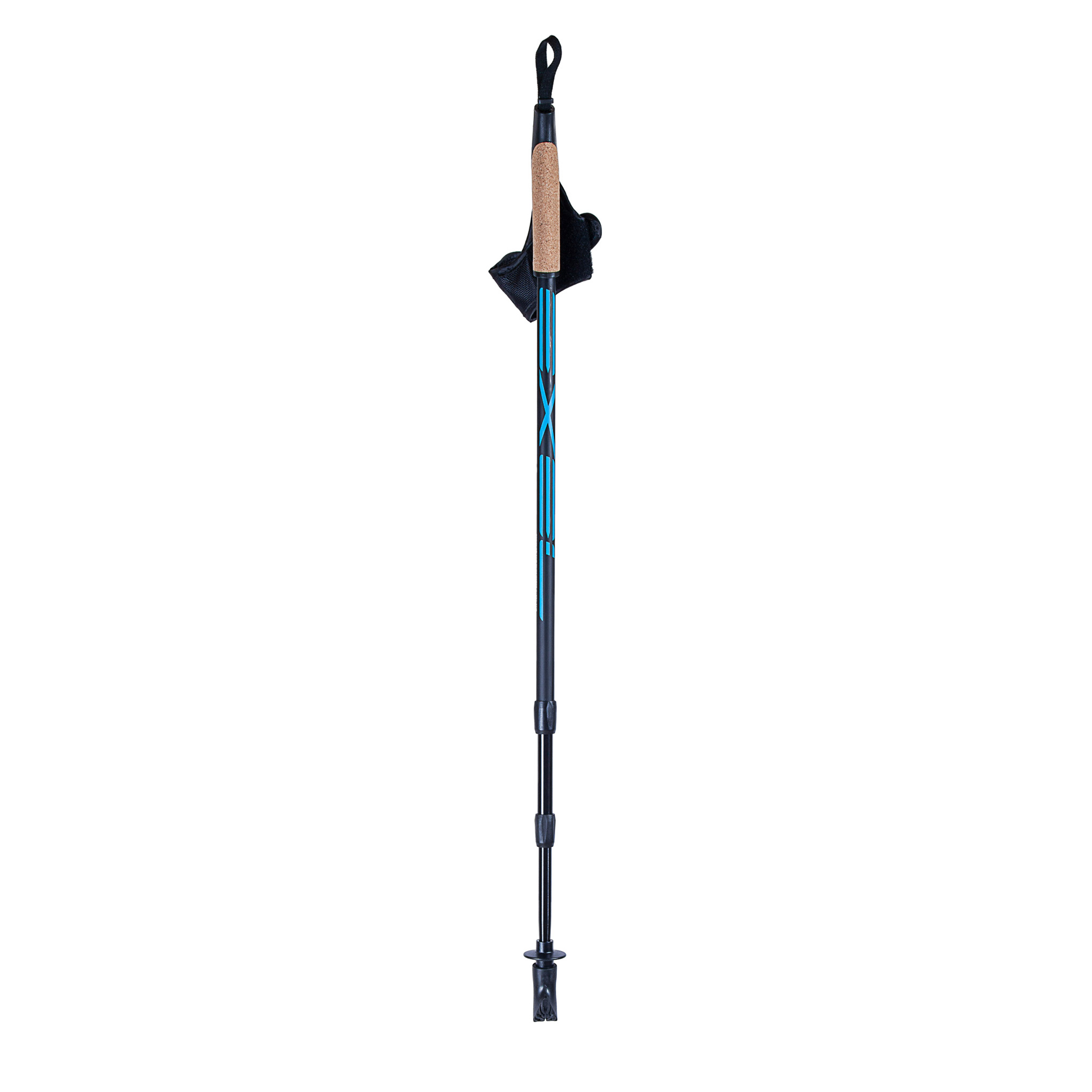 Exel Nordic Walker Alu Justerbar stav för stavgång, Svart/Cyan, 100-135cm