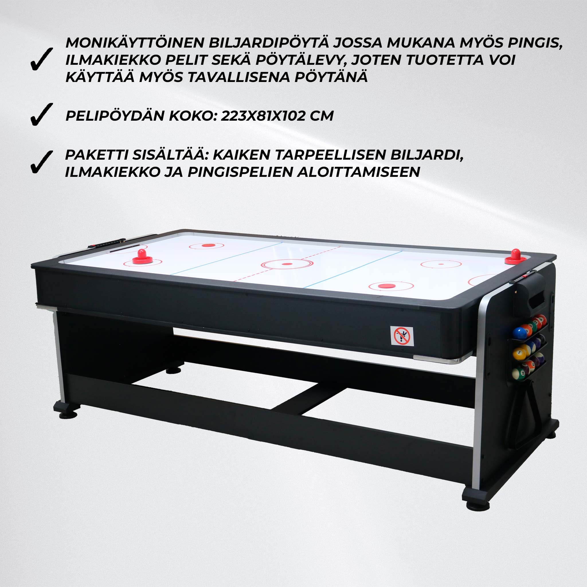 Nordcore Biljardbord 7´4-IN-1 view 2