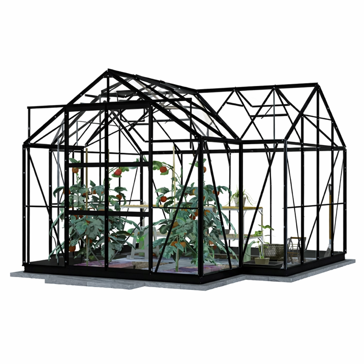 Lykke Växthus T-format Svart 12.8 m2