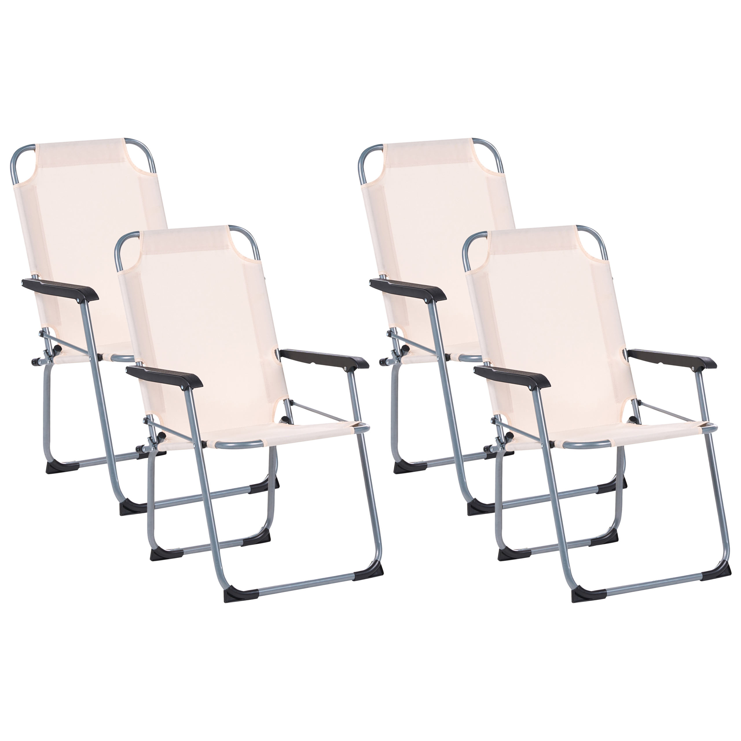 Set med 4 trädgårdsstolar GALATSI Fällbar Metall Beige
