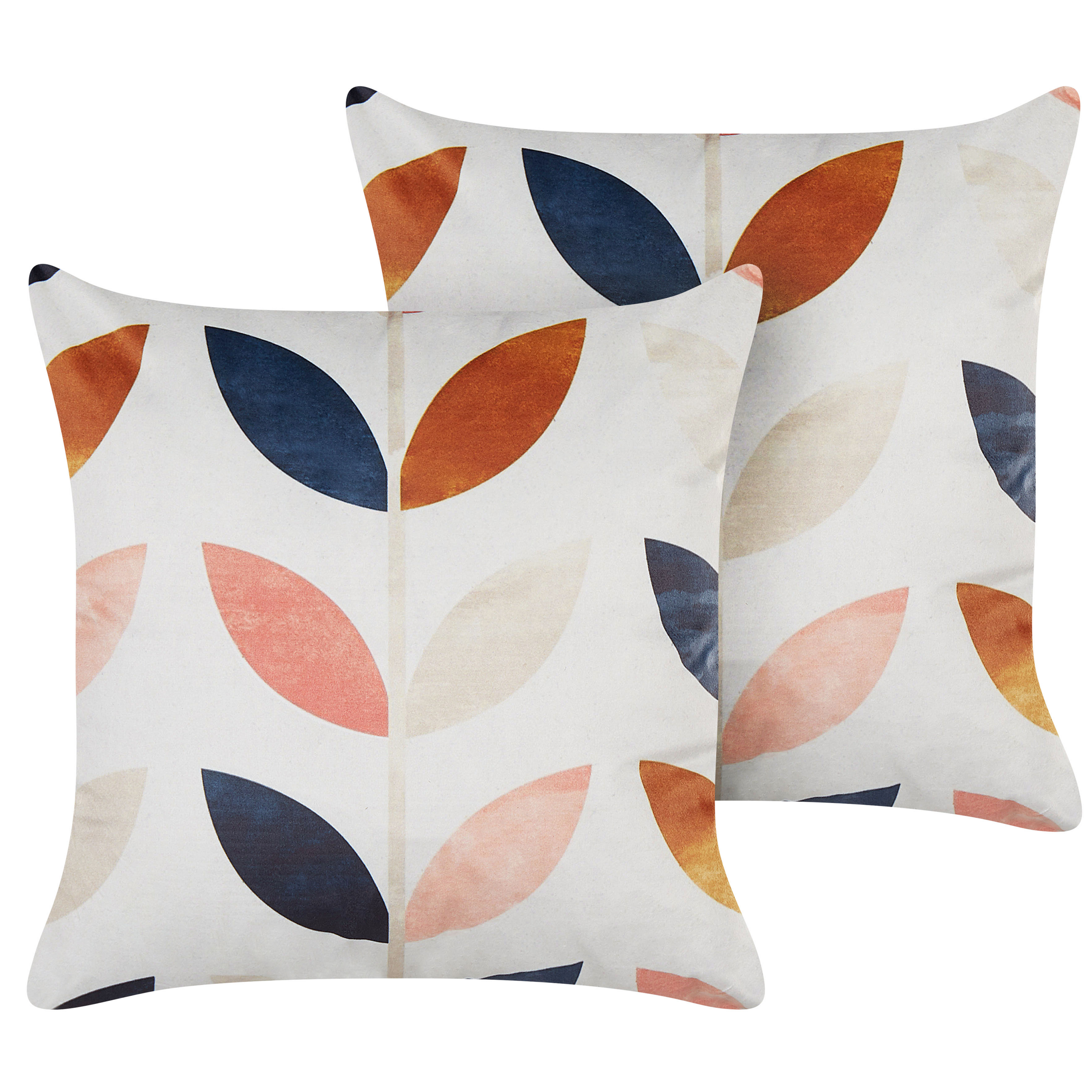 Set med 2 prydnadskuddar QUINOA 45 x 45 cm Sammet Flerfärgad Växtmotiv