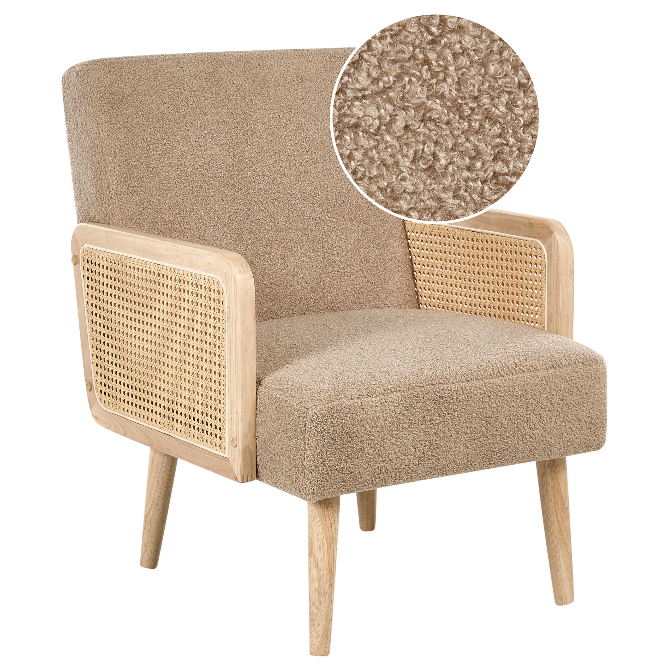 Fåtölj HOJBY Bouclé Beige