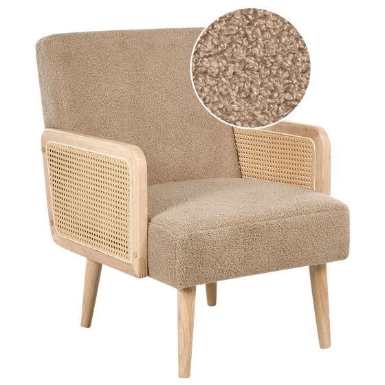 Fåtölj HOJBY Bouclé Beige