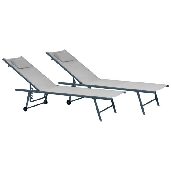 Set med 2 solstolar SORONI Metall Ljusgrå