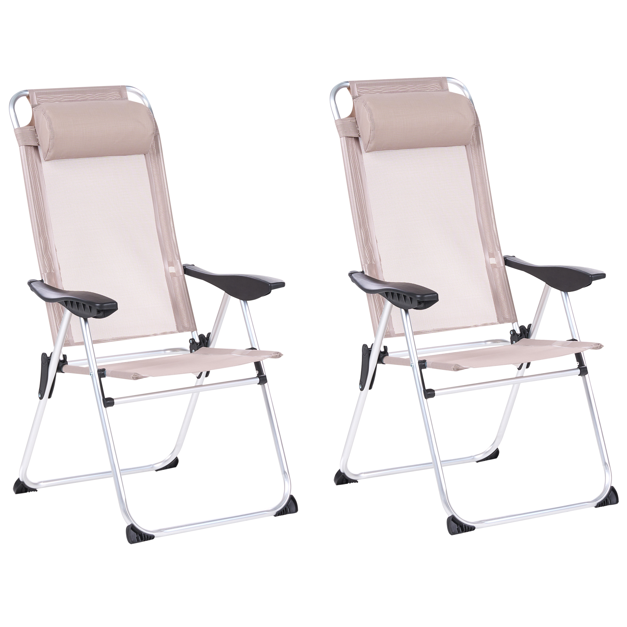 Set med 2 trädgårdsstolar ASINE Fällbar Metall Beige