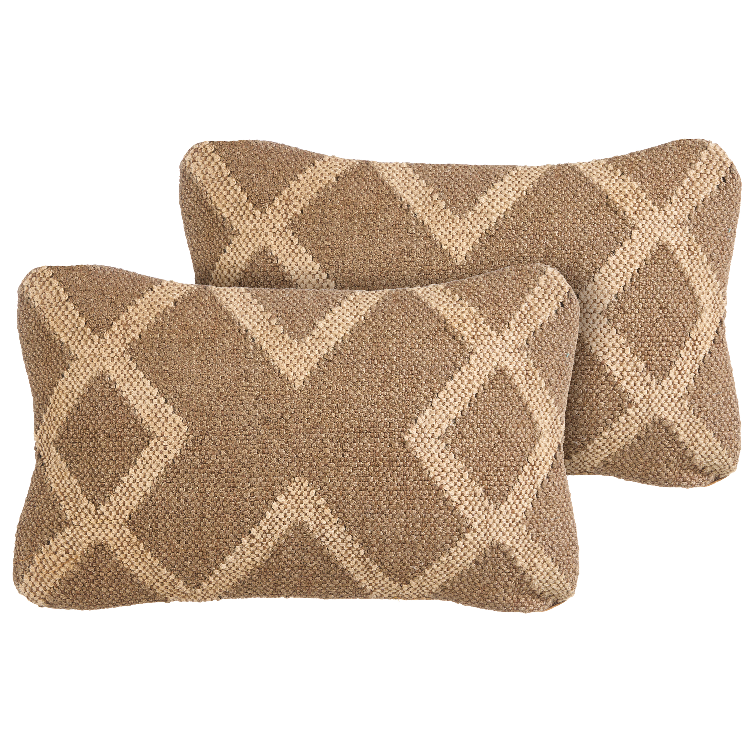 Set med 2 prydnadskuddar GOPI 30 x 50 cm Jute Ljusbrun Geometriskt tryck