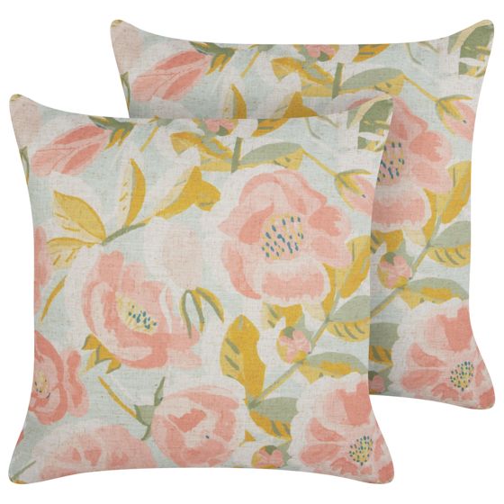 Set med 2 prydnadskuddar ZAHRIYE 45 x 45 cm Rosa Blommigt tryck