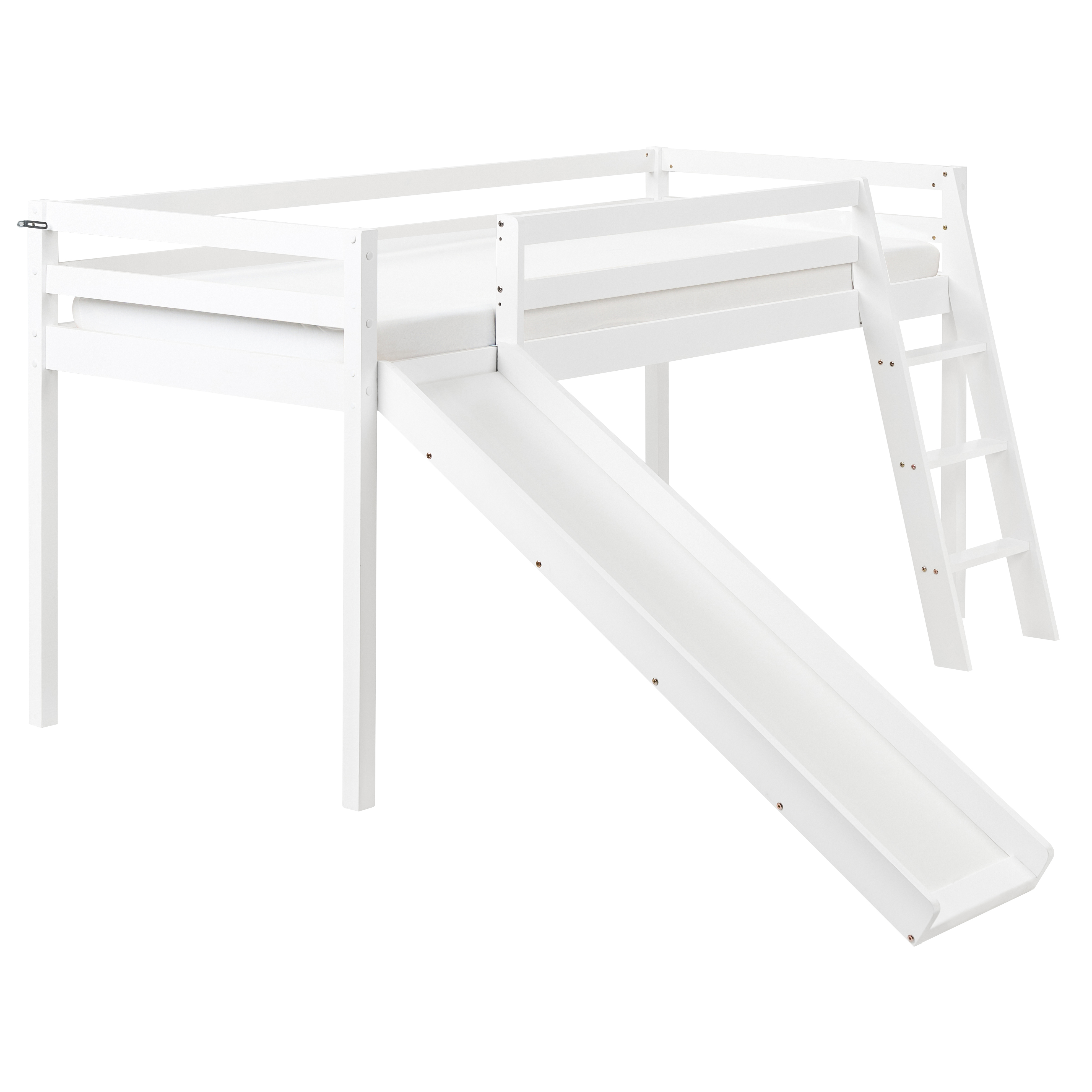 Loftsäng Furu STAPLE 90 x 200 cm med rutschkana Vit