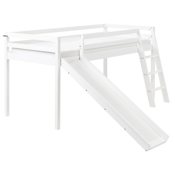 Loftsäng Furu STAPLE 90 x 200 cm med rutschkana Vit