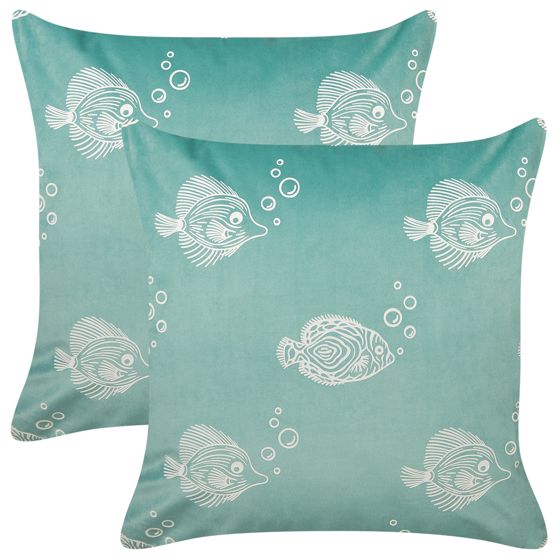 Set med 2 prydnadskuddar SOLIDAGO 45 x 45 cm Sammet Grön