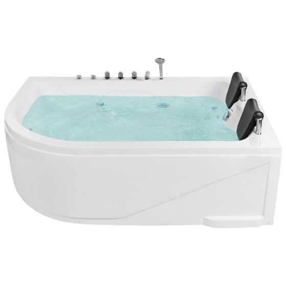 Hörnbubbelbadkar med LED CALAMA 1800 x 1200 mm Vit Vänstervänd