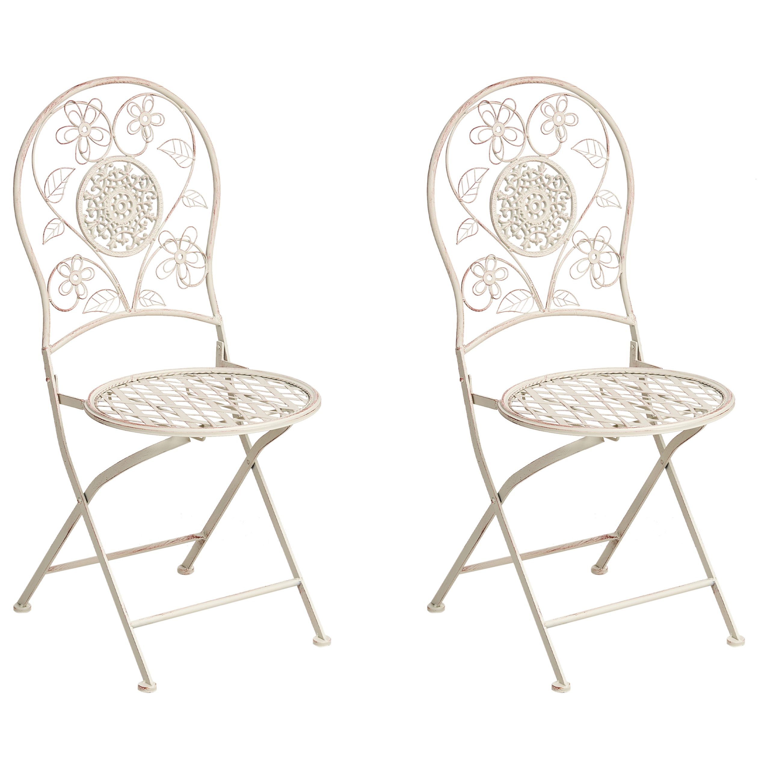 Set med 2 trädgårdsstolar YAVIZA Fällbar Metall Ljusbeige