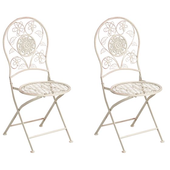 Set med 2 trädgårdsstolar YAVIZA Fällbar Metall Ljusbeige