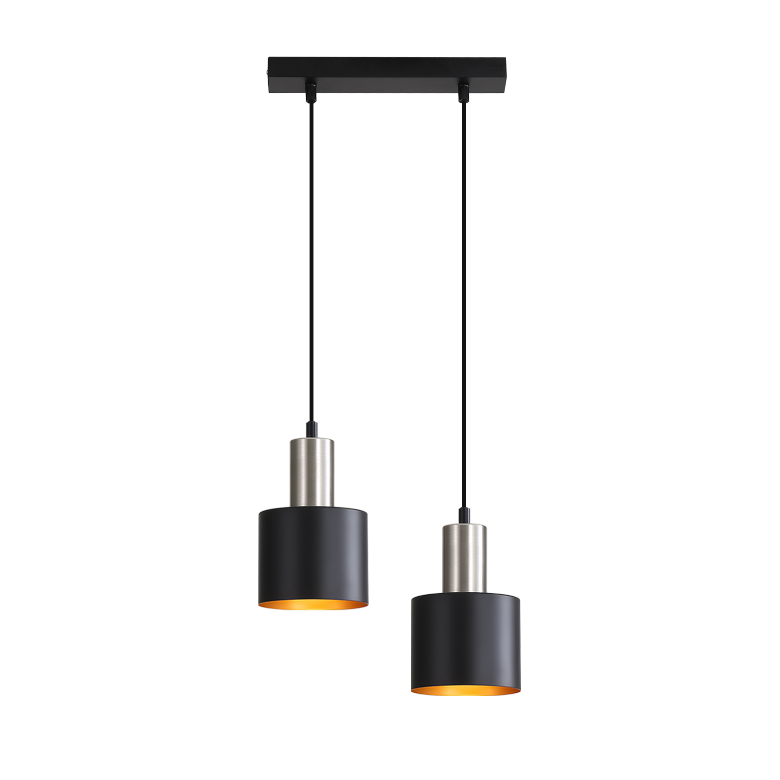 NETTLIFE Matbordslampa, E27, vintage, 2 lampor, svartguld
