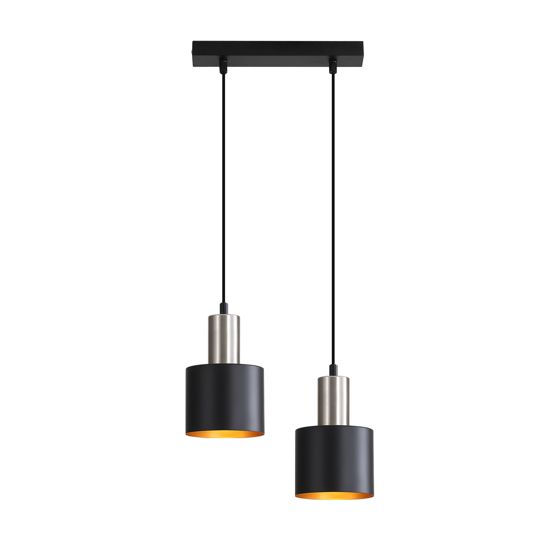 NETTLIFE Matbordslampa, E27, vintage, 2 lampor, svartguld