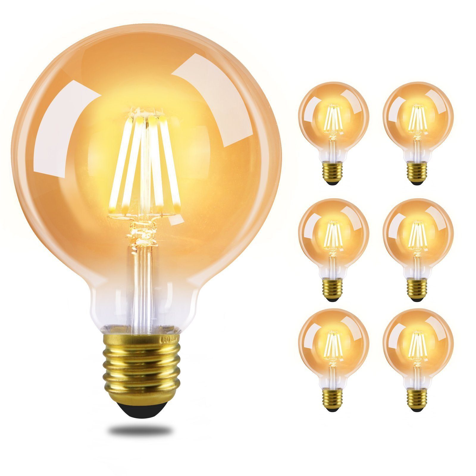 NETTLIFE st E27 LED-lampor, vintage-glödtråd, varmvit, G95, 2700k, 4 W