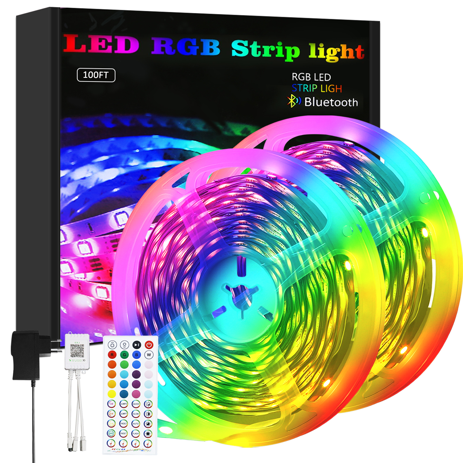 NETTLIFE 30m, IP 20, LED-remsa, flerfärgad, i plast