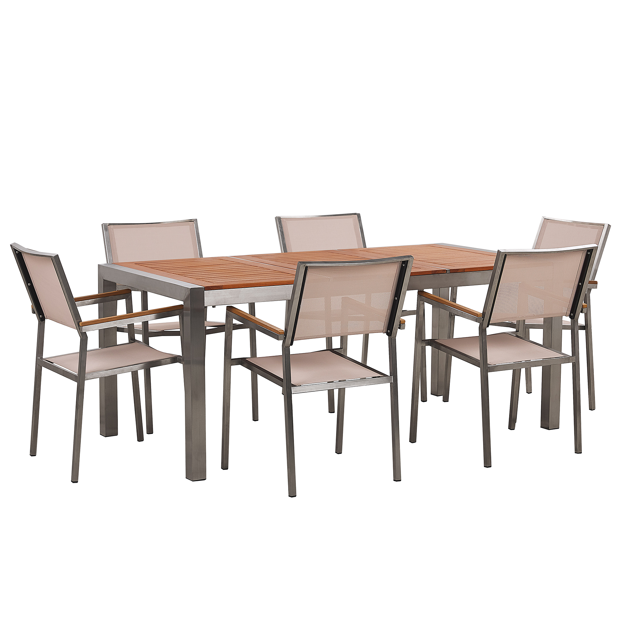 Trädgårdsmatgrupp 6-sits GROSSETO Eukalyptusträ Brun/ Beige