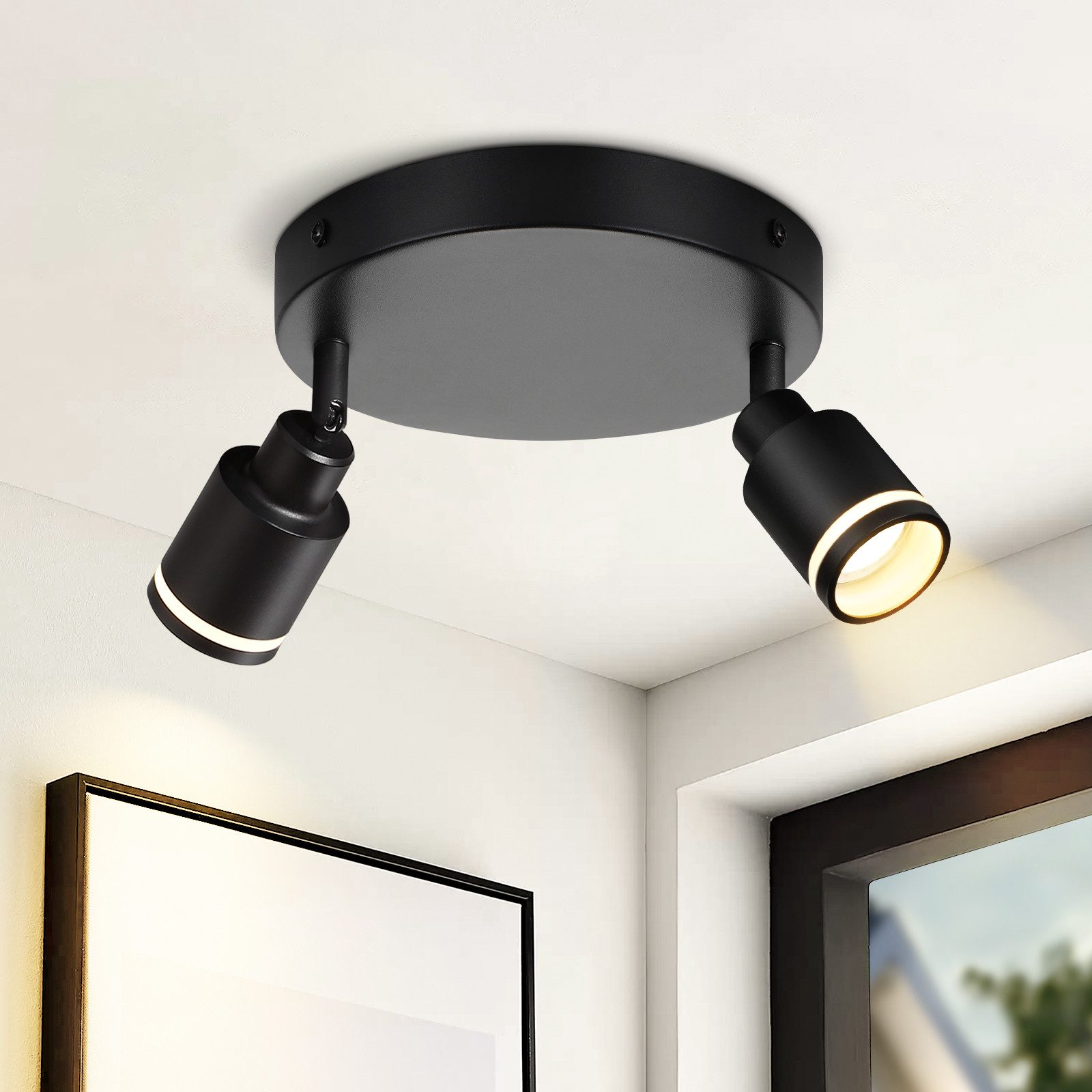 NETTLIFE svart takspotlight modern taklampa 2 justerbara lågor GU10 metallspotlight