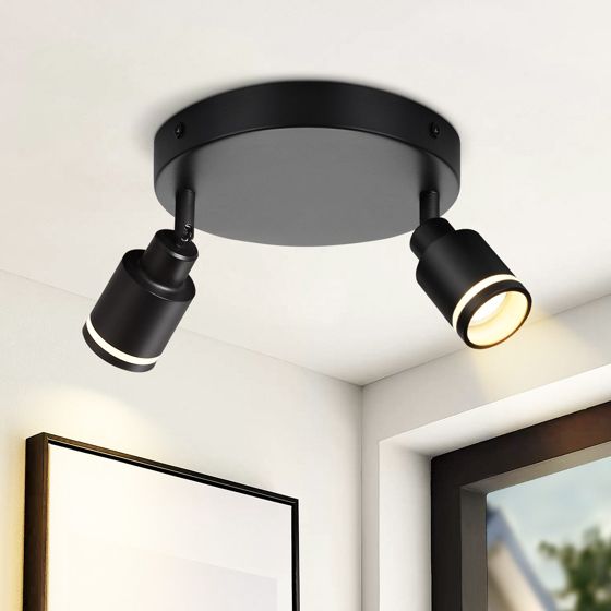 NETTLIFE svart takspotlight modern taklampa 2 justerbara lågor GU10 metallspotlight