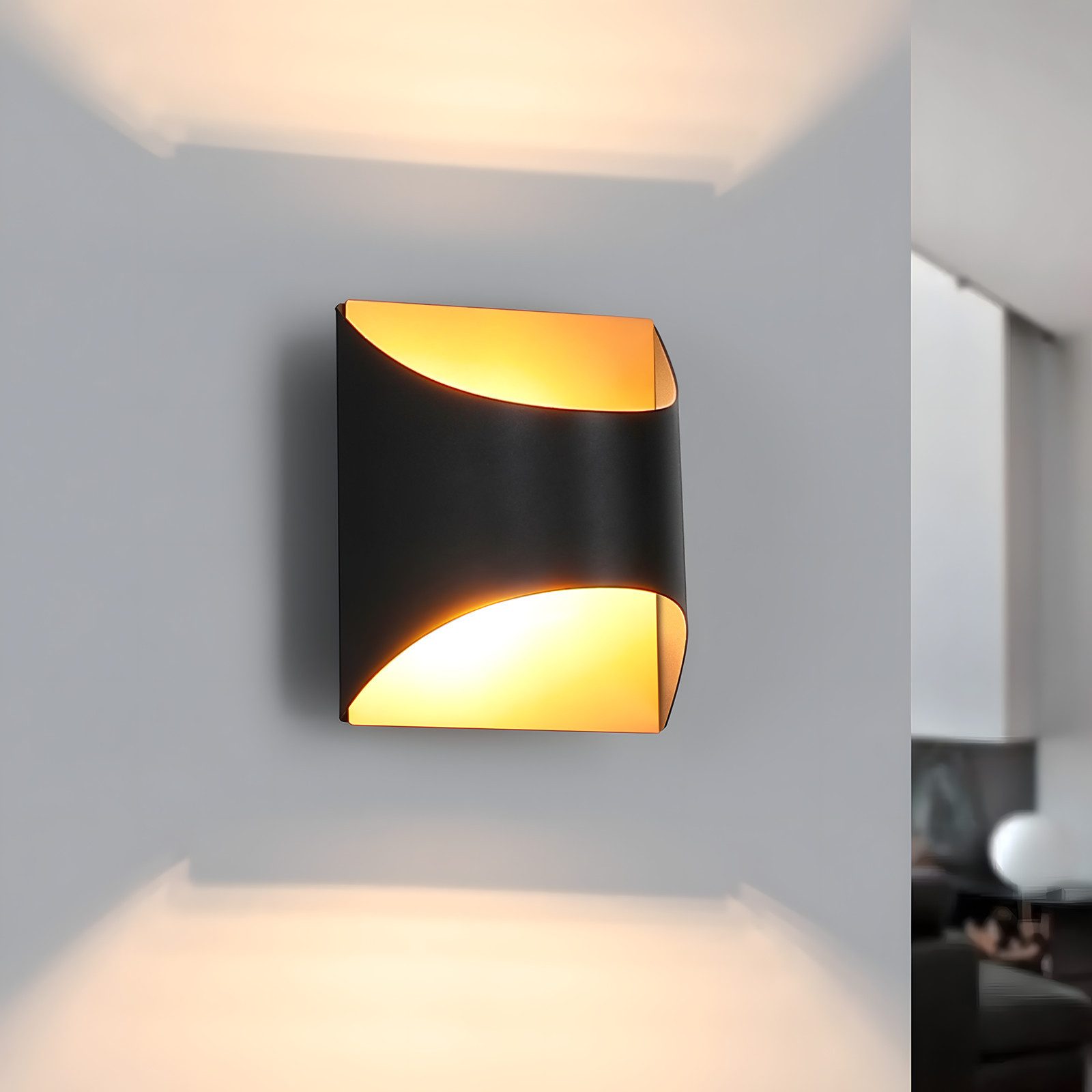 NETTLIFE svart och guld vägglampa - Moderna vägglampor för trappor, barnrum