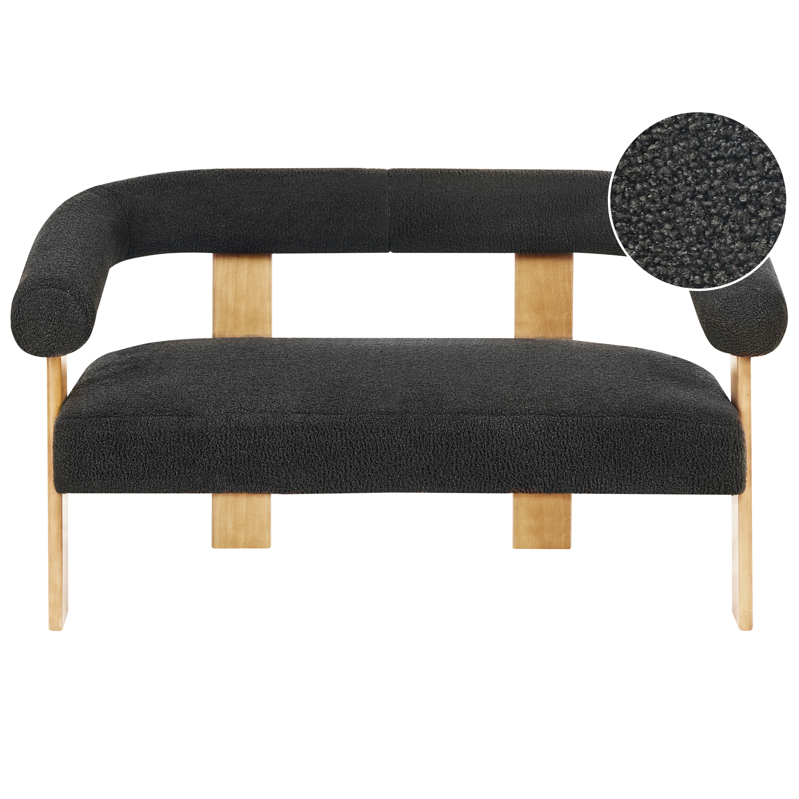 Soffa 2-sits ILBRO Bouclé Svart/ Ljusbrun
