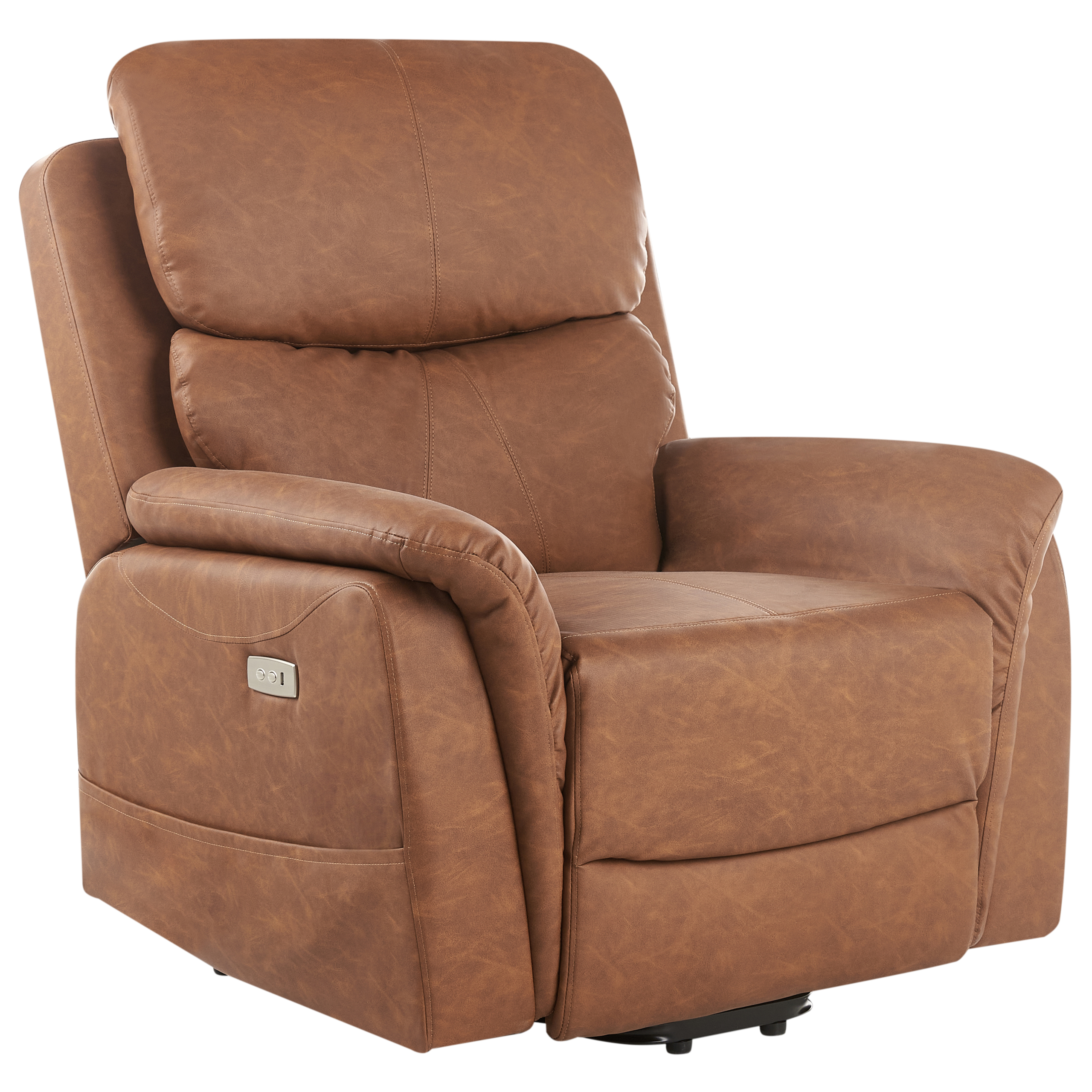 Elektrisk reclinerfåtölj GLORIE med massagefunktion Konstläder Brun