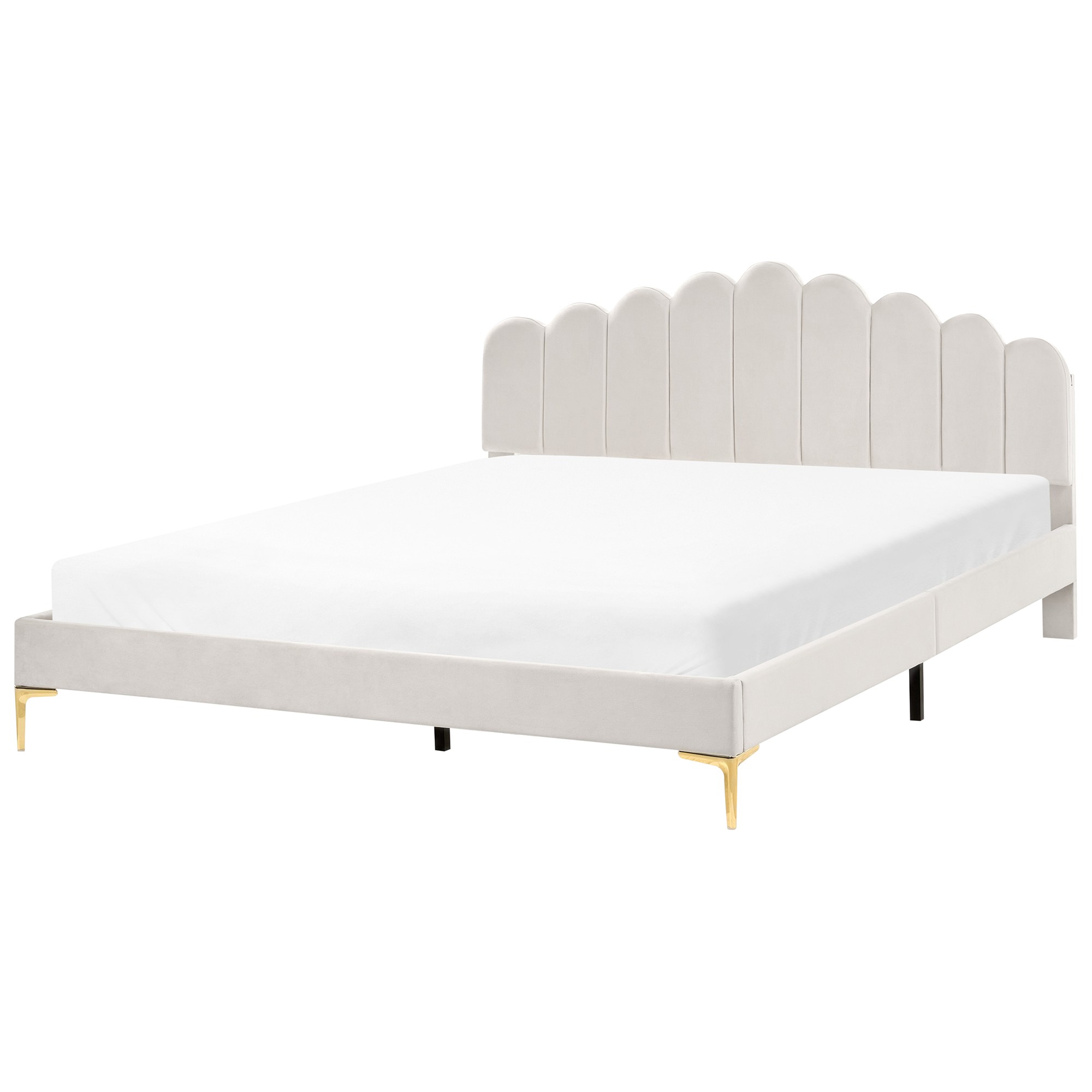 Säng med lamellram Sammet SAUVIAN 180 x 200 cm Off-White