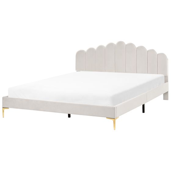 Säng med lamellram Sammet SAUVIAN 180 x 200 cm Off-White
