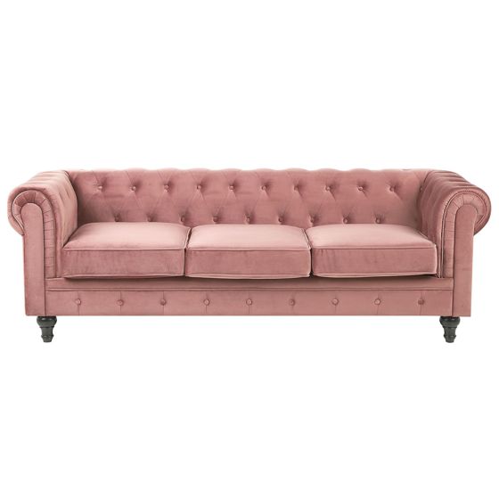 Soffa 3-sits CHESTERFIELD Sammet Rosa