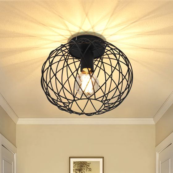 NETTLIFE svart taklampa, matsal, burgaller Vintage, E27, metall Takspotlight