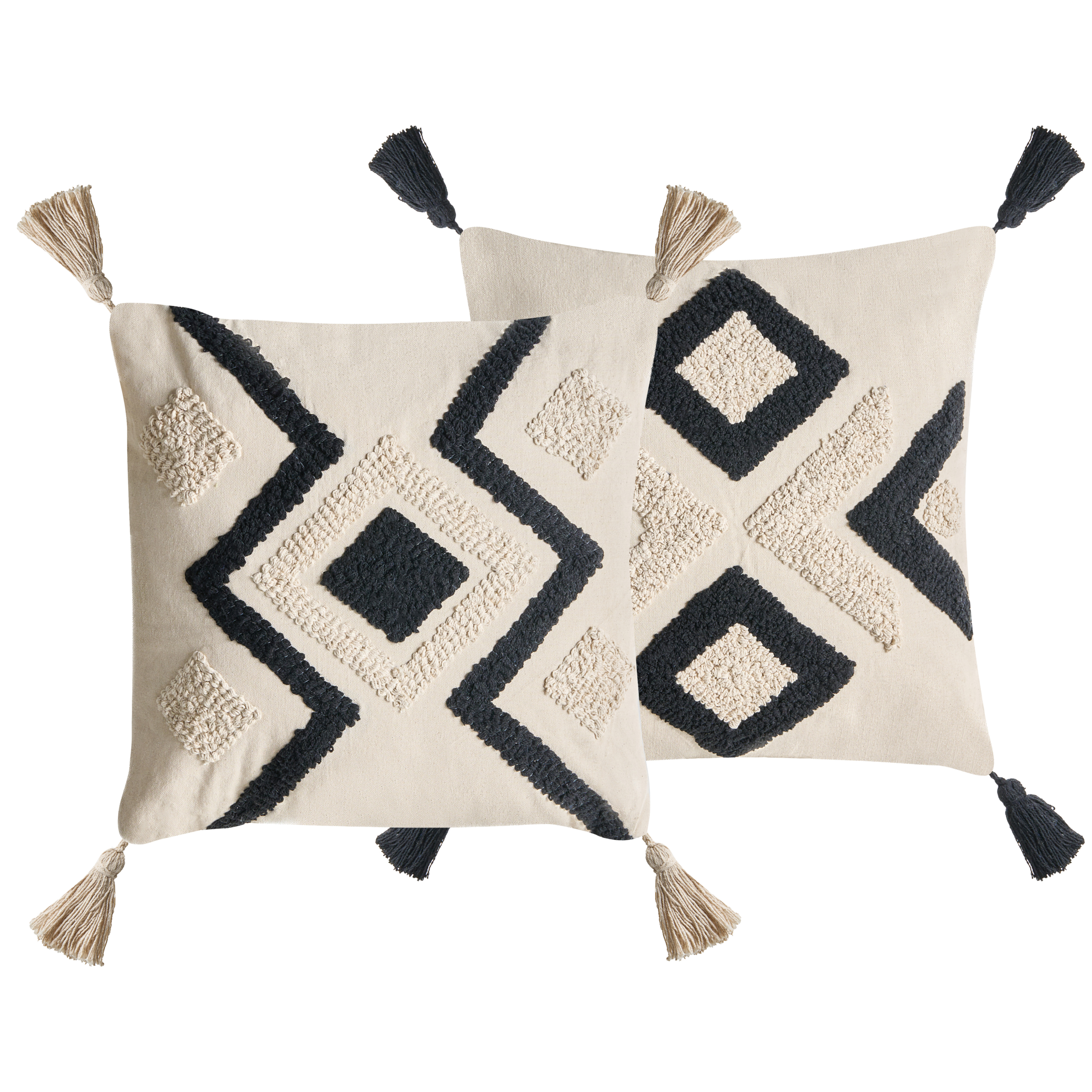 Set med 2 prydnadskuddar SARACA 45 x 45 cm Bomull Svart/ Beige Geometriskt tryck