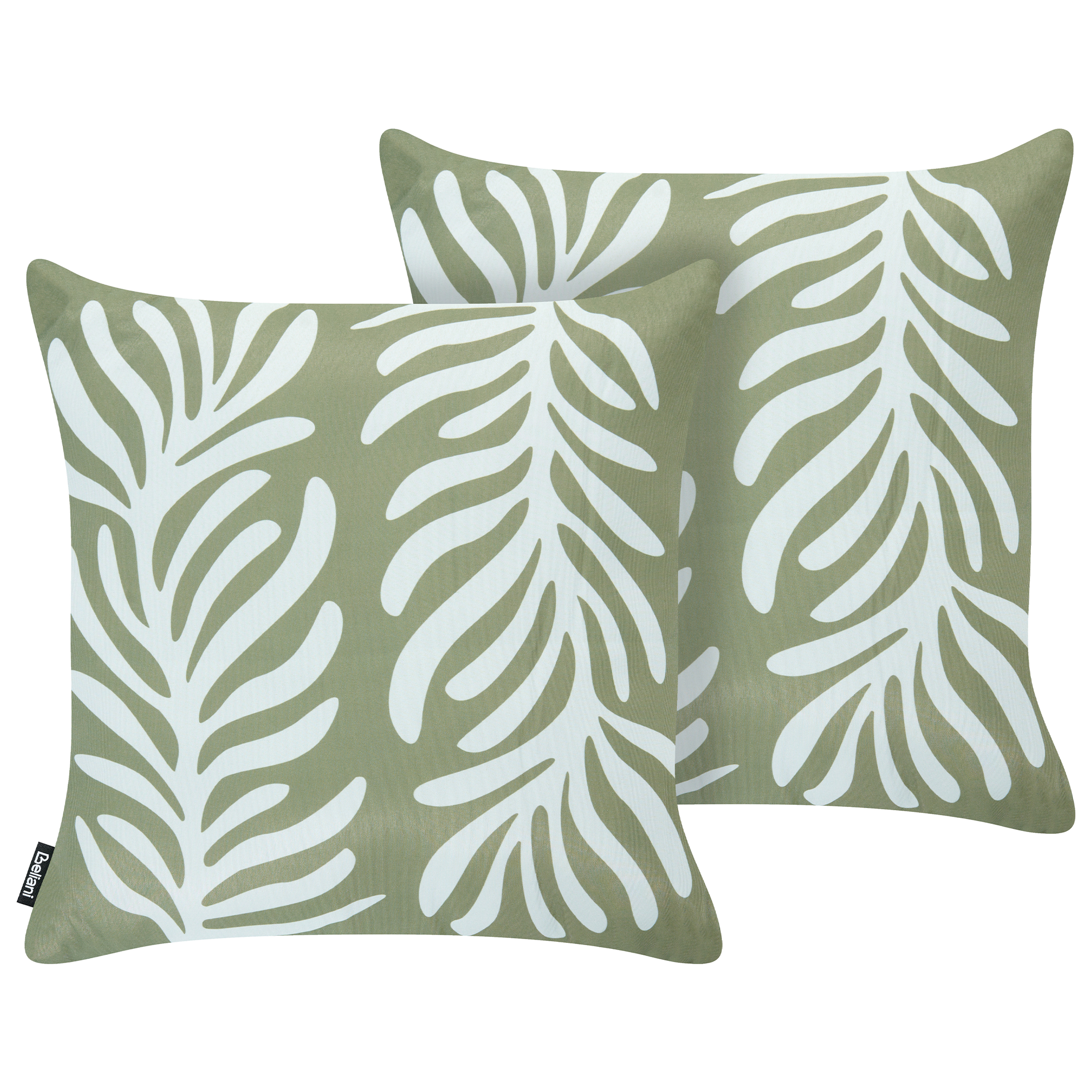 Set med 2 utomhusdynor ALISMA Växtmotiv 45 x 45 cm Olivgrön