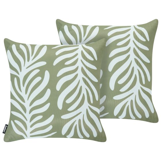 Set med 2 utomhusdynor ALISMA Växtmotiv 45 x 45 cm Olivgrön