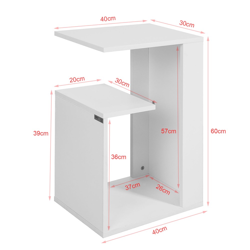 SoBuy Soffbord med 3 hyllor, Sidobord Längd 40 cm Bredd 30 cm Höjd 60 cm vit FBT69-W