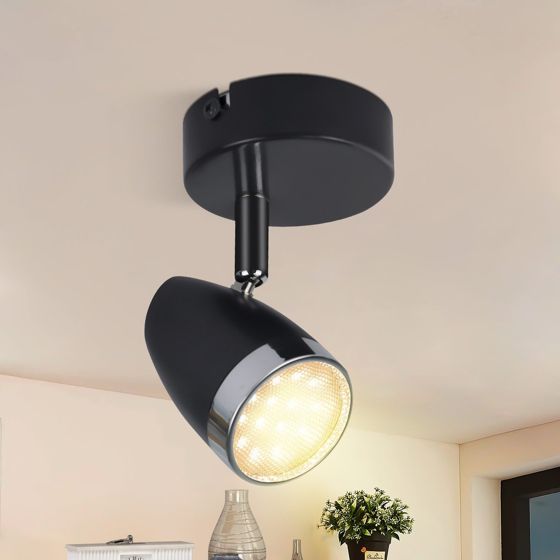 NETTLIFE LED-takspotlight 1 modern glödlampa 4W svart varmvit 3000K justerbar 350°