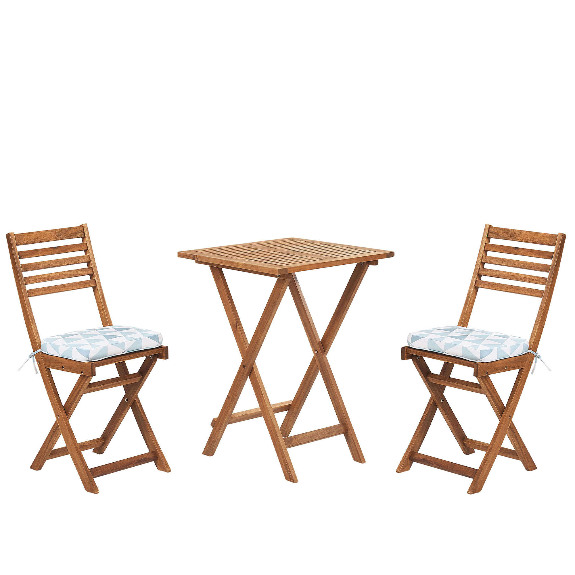 Caféset med kuddar Fällbar FIJI Akaciaträ Blå