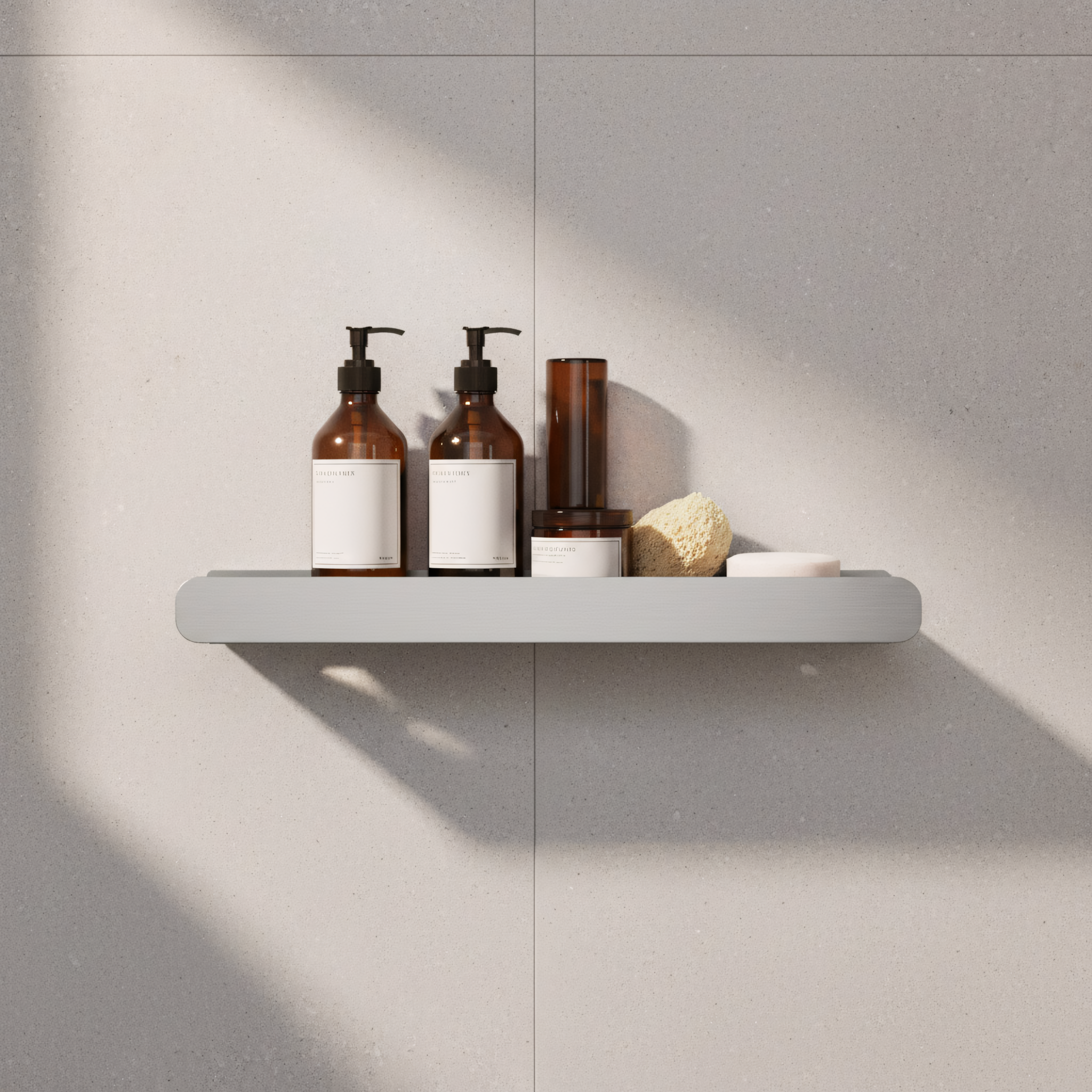 REA Badrumshylla För Dusch SF03-450 45cm Borstat Stål, 45x9x5cm