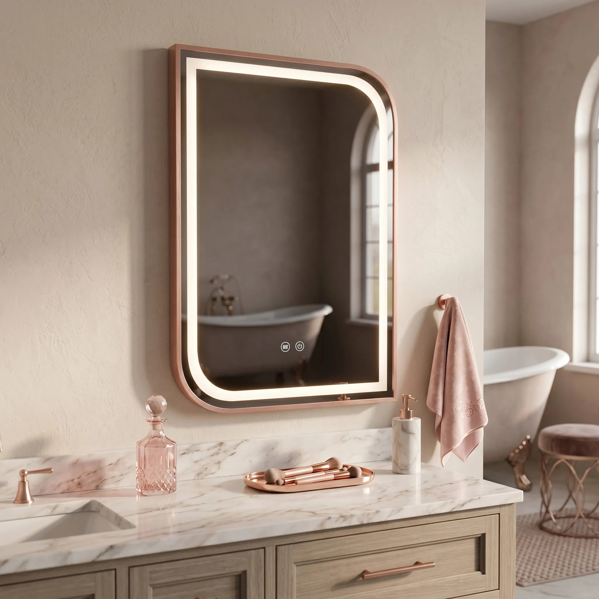 REA spegel ZONE 70x50 LED Borstat roséguld 2,5x50x70cm