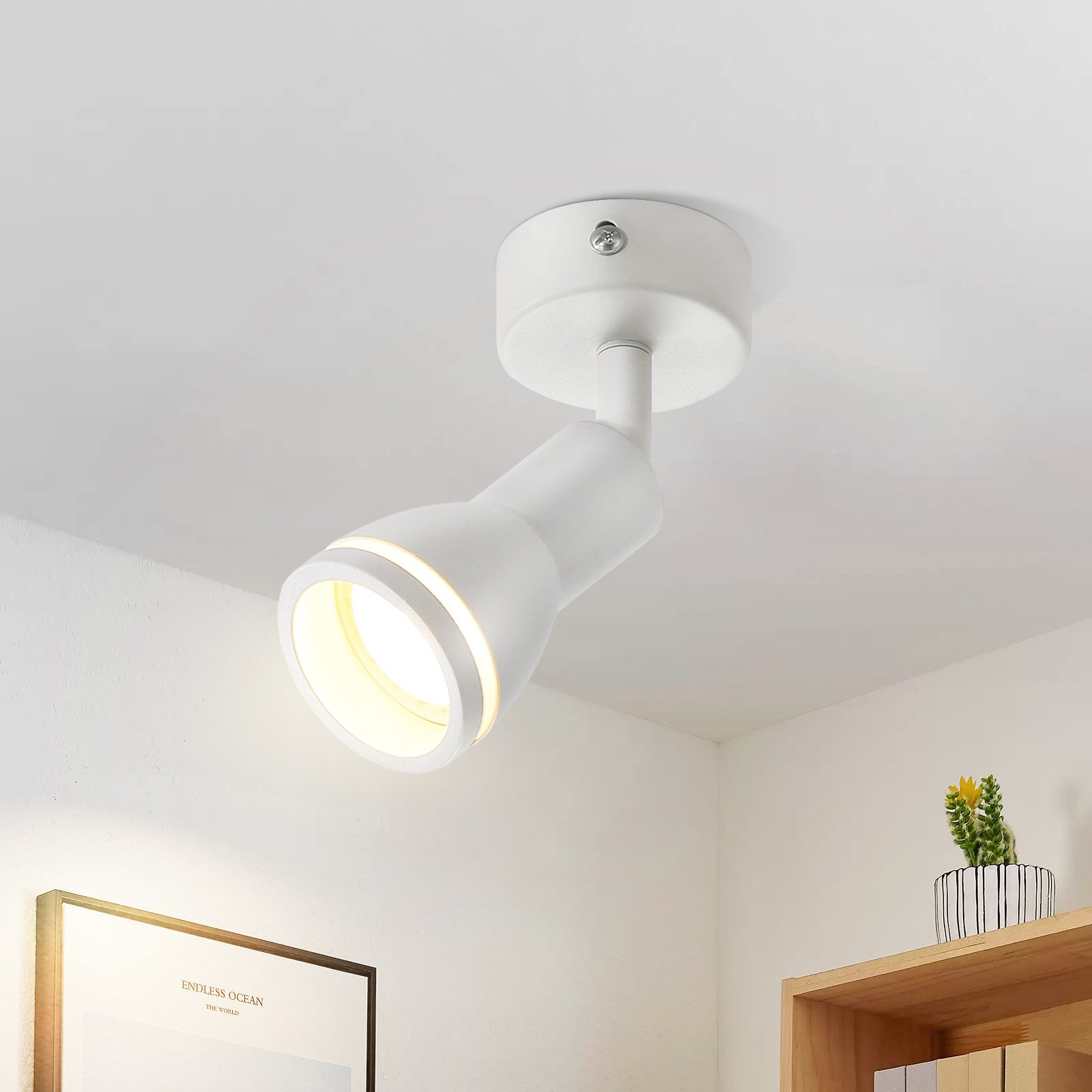 NETTLIFE LED-takspotlight med 1 lampa, vit, justerbar taklampa för vardagsrum, GU10-spotlight, modern lampa